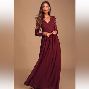 Lulus maroon lace detail dress